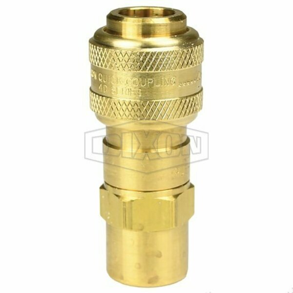 Dixon D Automatic Interchange Pneumatic Coupler, 1/2 in, Quick-Connect x FNPT, Brass 4DF4-B